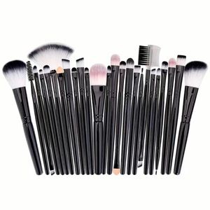Makeup Brush Set Cruelty Free Nylon Foundation Blush Oval Angled (25pcs)